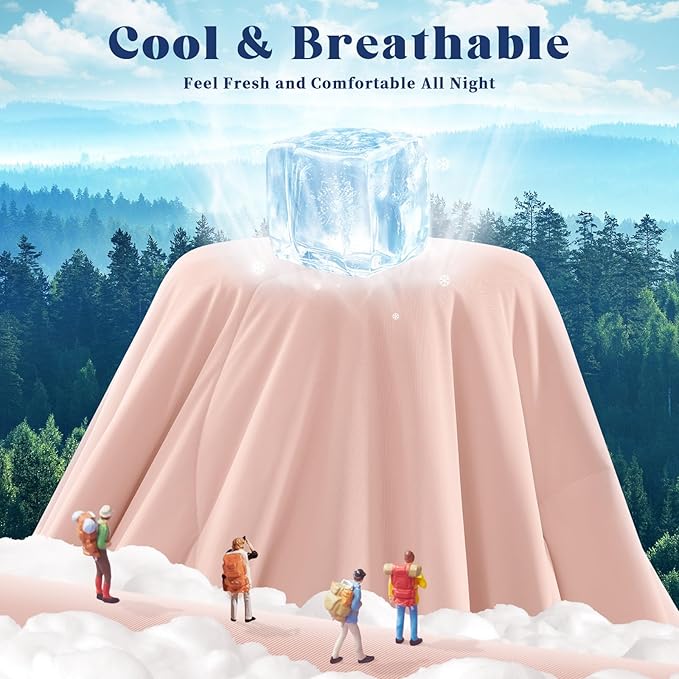 Cooling Comforter Queen Size, Double-Sided Cooling Blanket for Hot Sleepers & Night Sweats, Arc-Chill Q-Max > 0.4 Breathable Ice Blanket, Lightweight Cold Comforter (80''x90'', Pink)