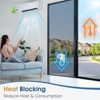 Homein One Way Privacy Window Film with Tool Window Tint for Home Film See Out Not in Heat Control Sun Blocking Mirror Reflective Anti UV Covering Static Cling No Glue Sliver 17.5 x 78.7 inch