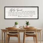 Holy Spirit You are Welcome Here Wall Decor Art 32x12 Inch Large Christian Song Bible Verse Plaque Wood Framed Sign Living Room Scripture Quote Religious For Office Wall Hanging (Black)