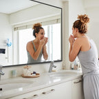 Black Bathroom Mirror, 48"X36" Rectangle Mirrors for Wall Metal Frame, Modern Vanity Wall Mirror for Bathroom Living Room, Entryway Hangs Horizontal or Vertical