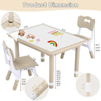 Toddler Table and Chair Set, Height Adjustable-Upgrade Kids Table and 2 Chairs for Ages 3-8, Multi-Activity Toddler Play Table with Graffiti Desktop for Home/Daycare/Classroom