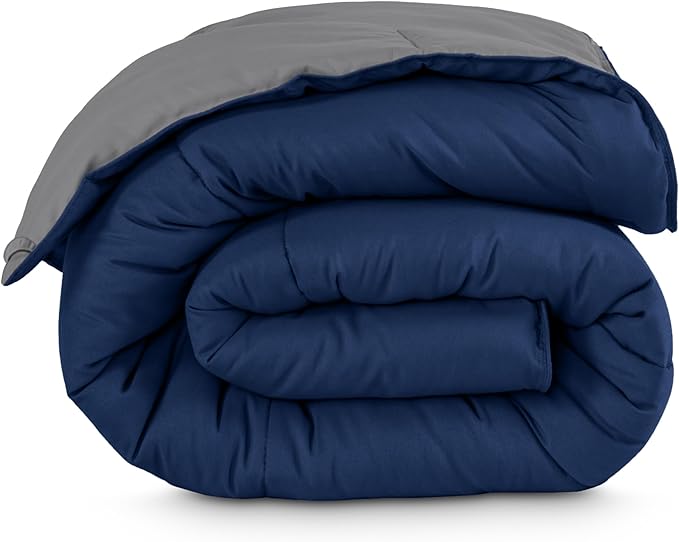 Bare Home Comforter - Twin/Twin Extra Long - Reversible Colors - Goose Down Alternative - Ultra-Soft - Premium 1800 Series - All Season Warmth - Bedding Comforter (Twin/Twin XL, Dark Blue/Grey)