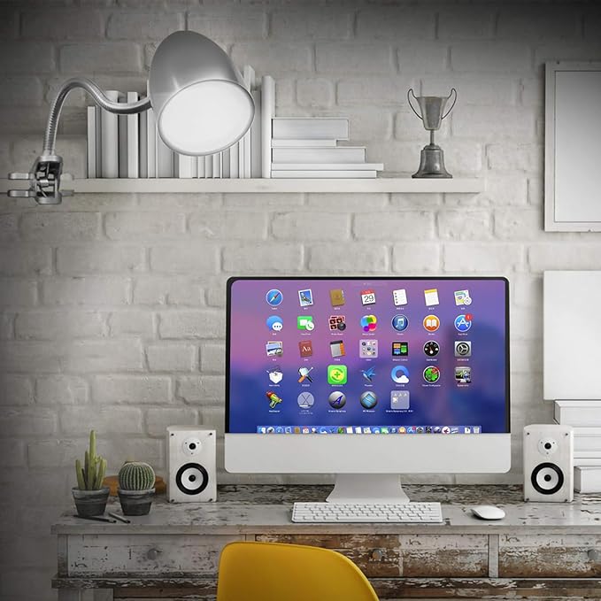 Desk lamp with Clamp, Non-Dimmable Clip Light for Bed and Desk, 4000K Cool White, 3.5W 240 LM Flexible Gooseneck lamp, Eye Protection, ETL Listed