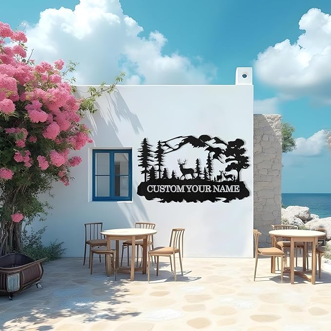 Custom Deer Metal Cabin Sign, Rustic Deer Wall Decor, Last Name Signs for Home, Custom Signs Outdoor Metal, Metal Wall Art, Hunting Decor, Hunter Gifts, Mountain Cabin Decor, Porch Sign