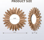 Honiway Mirror Wall Decor 21 inch Rustic Wood Boho Aesthetic Mirror for Room & Home Decor Farmhouse Wall Decor at Living Room Bedroom Carbonized Black