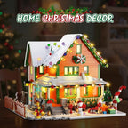Christmas House Mini Building Set with Light, PLAXSOON 1961 PCS Holiday Snow Village Architecture Model Building Block with Santa Claus Sleigh, Xmas Display Toy Set for Adults Kids Boys Girls Ages 14+