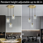 Modern Gold Pendant Lights Kitchen Island Ceiling Chandelier Indoor Crystal Hanging Light Fixtures for Dining Room Kitchen Living Room Bedroom（3Light）