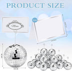 Maitys 60 Pcs Disco Ball Table Number Holders Silver Place Card with Swirl Wire Name Cards Photo Stand Clips Picture Holder for Christmas Wedding Party Favor (4 Inch)