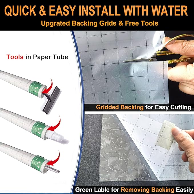 Rainbow Window Privacy Film Decorative, Stained Glass Window Tint for Home, 3D Decals Window Clings for Glass Windows, Static Cling Window Sticker, Suncatcher Window Cover, 23.6 Inch x 78.74 Inch