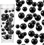 200PCS Black Faux Pearls Beads for Centerpiece Vases, Vase Filler Faux Pearls, No Holes Filler Beads for Party Anniversary Birthday Wedding Table Decor, 10/14/20/30mm