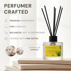Soul & Scents Reed Diffuser Set – Citronella | 7.43 oz Refillable Scented Oil with 6 Fiber Sticks | Long-Lasting Home Fragrance & Air Freshener for Bedroom, Bathroom, Office | Gift & Décor Piece