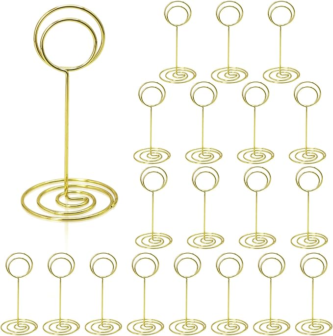 Table Number Holders 20Packs - 3.35 Inch Table Number Stands Place Card Holder for Wedding Party Graduation Reception Restaurant Home Photo Picture Office Memo (Gold, 3.35")