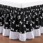 RIMELA Black Elastic Bed Skirt Queen Szie 16 inch Drop, Bedskirt Easy to Put On, Solid Wrap Around Dust Ruffle, Fade Resistant Silky Fabric Machine Washable