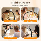 Yokilly Half Moon Light for Nail Desk: 29" Foldable Half Moon Nail Desk Lamp with Phone Holder for Beginner - Arch Tech Light with 3 Color Modes & 10 Brightness for Manicure Salon (Black, Large)