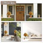 Artificial Monkey Grass Stem with Orange-Red Flowers, Set of 2 Faux Evergreen with Metal Spike, UV Resistant Realistic Faux Shrubs for Garden, Yard, Patio, Porch Outdoor Decor