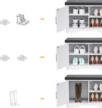 2-Tier Storage Bench, Shoe Bench with Padded Seat Cushion, Entryway Bench with 2 Barn Doors, Adjustable Shelf, 13.8" D x 27.6" W x 17.7" H, for Entryway, Living Room, Bedroom, White