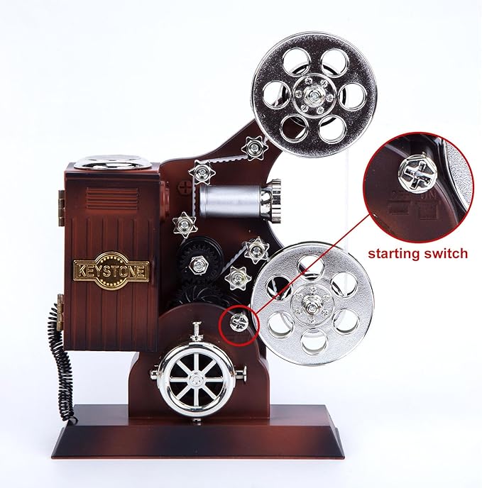 POPgifts Movie Projector Music Box, Mini Antique Vintage Craft Music Box Plays Tune for Elise Movie Theater Hollywood Theme Party Decoration for Cinema Time Bridal Shower Birthday Party Favor Supplies