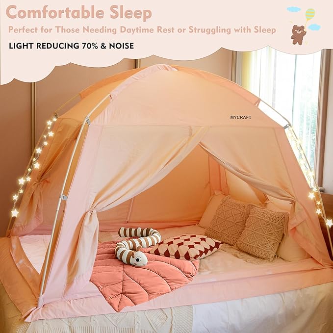 Bed Tents Canopy Bed–Privacy Dream Tent for Cozy Indoor Sleeping, Light-Reducing,and Breathable, with 4 Doors Floor Tent Bed–Available in Twin, Full, and Queen Sizes