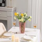 MCMCNCUIU Crystal Vase, Large Crystal Vases for Flowers, Pink Large Flower Vase, Modern Glass Vases for Living Room, Bedroom, Kitchen, Dining Table, Mantle, Wedding, 9 Inches