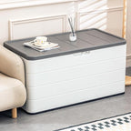 100 Gallon Outdoor Storage Box Waterproof Lockable Resin Deck Box Large, Patio Storage Bin for Pool Accessories Cushion Furniture, Garden Tools, UV-Resistant Outside Delivery Black&White