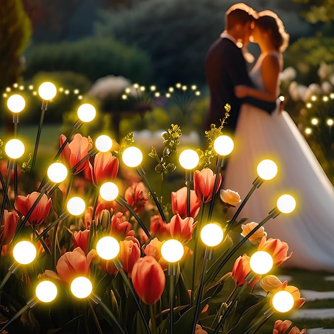 Solar Garden Lights Outdoor, 10 Pack 60LED Waterproof Solar Powered Lights for Yard Pathway Patio, Swaying Lawn Decor as Gardening Gifts for Women Holiday