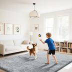 Fluffy Rug Shaggy Area Rug, Grey 8x10 Area Rugs for Living Room, Large Shag Area Rugs for Bedroom Kids Room Home Decor, Upgrade Anti-Skid Rectangular Fuzzy Rugs