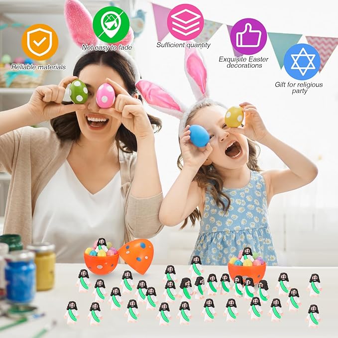 Bememo 100 Pcs Jesus Toys Original Design Mini Rubber Little Jesus Figurine to Hide and Seek Religious Party Favors Sunday School Craft Baptism Gifts for Easter Egg Stuffers(Green)