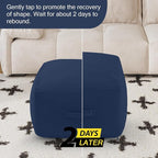 MeMoreCool Square Stuffed Pouf Ottoman Foot Rest, Floor Pouf Foot Stool with Foam Chunk Filling, Soft Stuffed Ottoman Footrest for Living Room, Navy