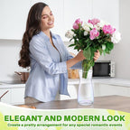 Thenshop 10 Pcs 8'' Tall Clear Flower Vase Wide Mouth Crystal Glass Boho Decorative for Centerpieces Bulk Tall Vase for Flower Bouquets Rustic Home Decor Wedding Housewarming Gift (Neon Clear)