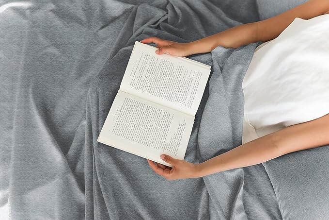 Full Sheets Set 6 Piece - Includes 4 Pillowcases - Bed Sheets Full Size - Soft Hotel Luxury Bedding - Cooling, Comfy & Breathable - 1 Flat & 1 Fitted & 4 Pillowcases w/ Deep Pockets - Heathered Blue