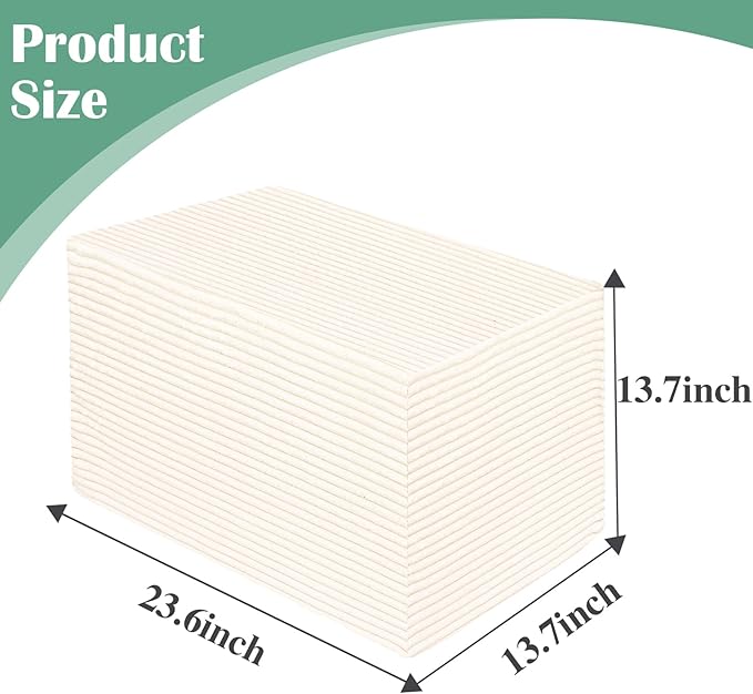 Rectangular Stuffed Pouf Ottoman with Foam Chunk Filling, Coral Fleece and Furry Fabric Design, Multi-Functional Floor Pouf for Living Room, Beige