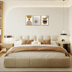 Bwodke Boho Wall Art, Framed Abstract Sun Wall Art, Neutral Canvas Wall Decor, Mid Century Geometric Line Pictures Set of 3, Minimalist Paintings, for Bedroom Living Room Bathroom 12"x16"