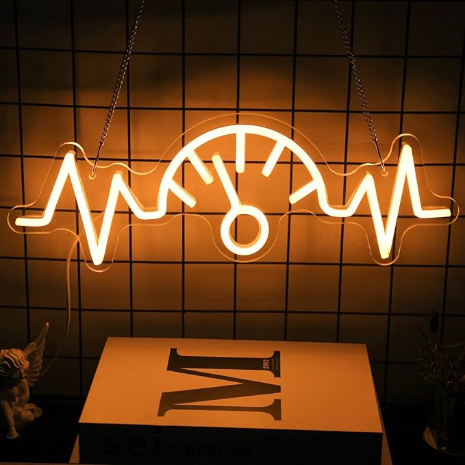 Car Dashboard Neon Sign Garage Neon Signs for Man Cave Automobile Speedometer Neon Light Orange LED Car Neon Lights Signs for Garage Man Cave Auto Repair Shop Game Room Party Decor