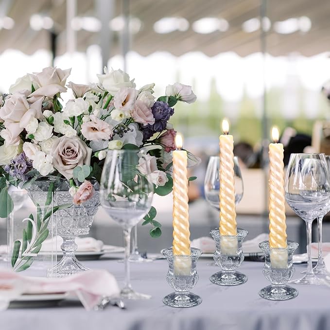 Foaincore 54 Pcs Candlestick Holders Bulk 2.5 Inch Taper Candle Holder for Table Centerpiece Thick Glass Ritual Candle Stand for Wedding Christmas Valentines Festival Party Decorations(Clear)