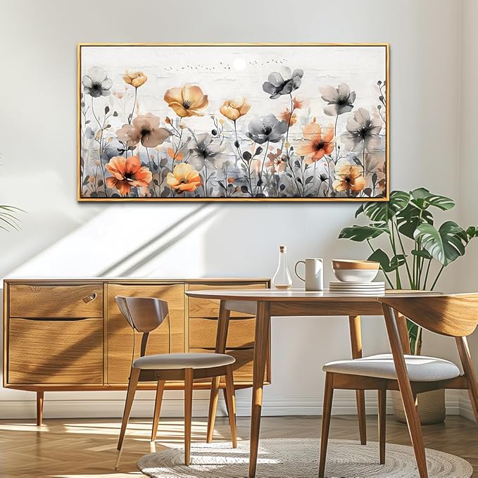 ZUITINGHUA Wood Framed Canvas Wall Art For Living Room Large Wall Decor For Office Bedroom Decorations Flowers Landscape Pictures Farmhouse Paintings Artwork Aesthetic Mural Home Decor 30x60 In