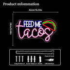 Feed Me Tacos Neon Sign Led Neon Lights Neon Signs for Wall Decor Light Up Sign for Birthday Party Club Gift