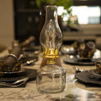 Large Glass Kerosene Oil Lamps, Lantern Vintage Oil Lamps for Indoor Use Decor Chamber, Hurricane Lamp, Home Lighting Clear Kerosene Lamp Lantern, Classic Vintage Glass. (A-02)