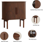 31'' Fluted Sideboard Buffer Cabinet, Modern Credenza Storage Cabinet with Slide Doors, Bar Cabinet Console Table for Living Dining Room Kitchen Hallway Entryway, Walnut