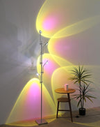 Sunset Floor lamp Unique 5 Head Projector lamp for Bedroom Background Decorative Adjustable Modern LED sunset light Mood lighting Living Room Galvanized Chrome Color Filter Mood Ambient Floor lamp