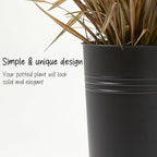 KOL 28'' Tall Galvanized Steel Planter Pot - Flower Pot with Water Level Indicator for Plants - 2-Pack Self Watering Planters - Round Black Powder Metal Planter Box - Indoor Outdoor Grande Plant