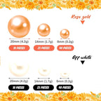 Rose Gold White Vase Filler | 150PCS Pearls Bead for Centerpieces Vases | 8/14/20 mm No Hole Beads, Fake Pearls for Wedding Birthday Theme Party Table Centerpieces Decor