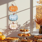 COLOR VALLEY ART Fall Pumpkin Welcome Sign Hello Fall Wood Hanging Decoration Autumn Wooden Signs Rustic Thanksgiving Decorative for Porch Home Wall Indoor Outdoor Decor, 9.8L''x8.6W''*3Pcs(Fall Pumpkins)