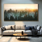 Large Artwork Foggy Forest Canvas Wall Art Landscape Mountain Painting Wall Art for Bedroom Living Room Kitchen Office Framed Wall Art 30x60 Inch
