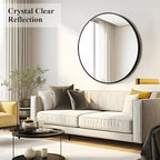 Fabuday Black Round Mirror 39 Inch - Big Circle Wall Mirror for Bathroom, Living Room, Hallway, Entryway, Matte Aluminum Frame Large Circular Mirrors for Wall Decor