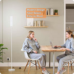 Floor Lamp with Remote Control, Floor Lamps for Living Room/Bedroom/Office, Stepless Adjustable 3000K-6000K Colors and 10-100% Brightness,Standing Light with Foot Switch (White+Beige Linen)