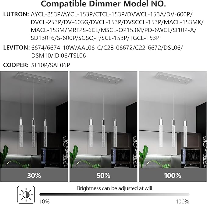 Kitchen Island Lighting Modern Light Fixture Kitchen Island Pendant Light Dimmable LED Chrome Mini Pendant Lighting Dinning Room Living Room Chrome Pendant Lights（3-Light）