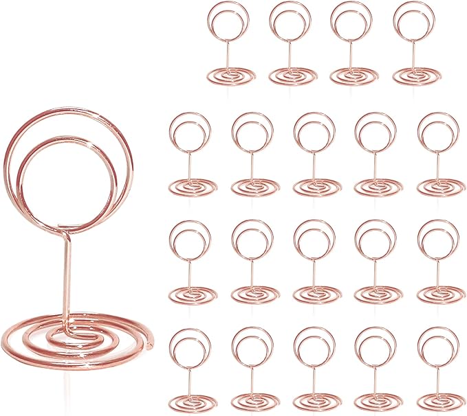 Table Number Holders 20Pcs - 2 Inch Mini Place Card Holder Short Table Number Stands for Wedding Party Graduation Reception Restaurant Home Centerpiece Decorations Office Memo (Rose Gold)