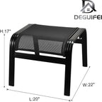 Patio Footstools Outdoor Foot Rest Aluminum Patio Ottomans Portable Seat Wicker Furniture Stackable Ottoman 2 Pieces Black