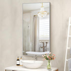 48x24In Silver Bathroom Mirror for Wall, Brushed Nickel Rectangle Mirrors with Metal Frame, Bathroom Rectangular Mirror Modern Wall Mirror for Bedroom Living Room, Hangs Horizontal or Vertical