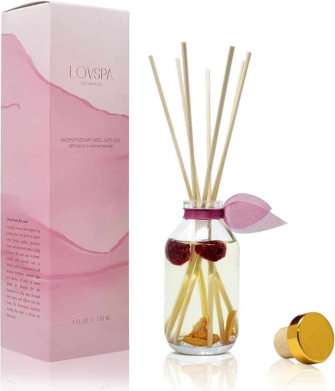 LOVSPA Reed Diffuser Set, Hawaiian Breeze Scented Oil Diffuser with Sticks, Home Fragrance Accessories for Bathroom Shelf Decor, Aroma Diffusers for Home or Office Desk, USA Made